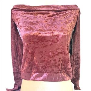 Lulus Velvet Long Sleeve Tie Cuff Blouse